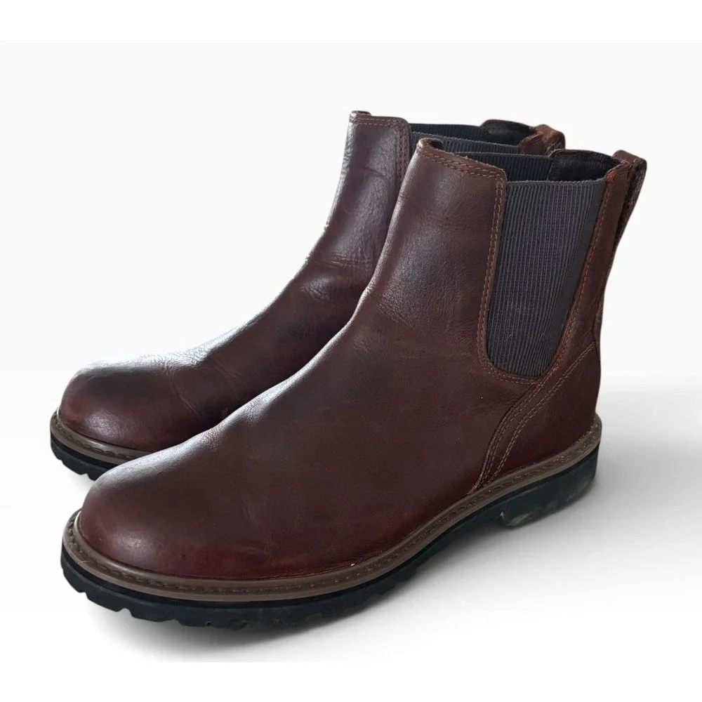 LL Bean Portland Chelsea Boots Mens 10.5 Dark Brown Leather Vibram Sole 523014